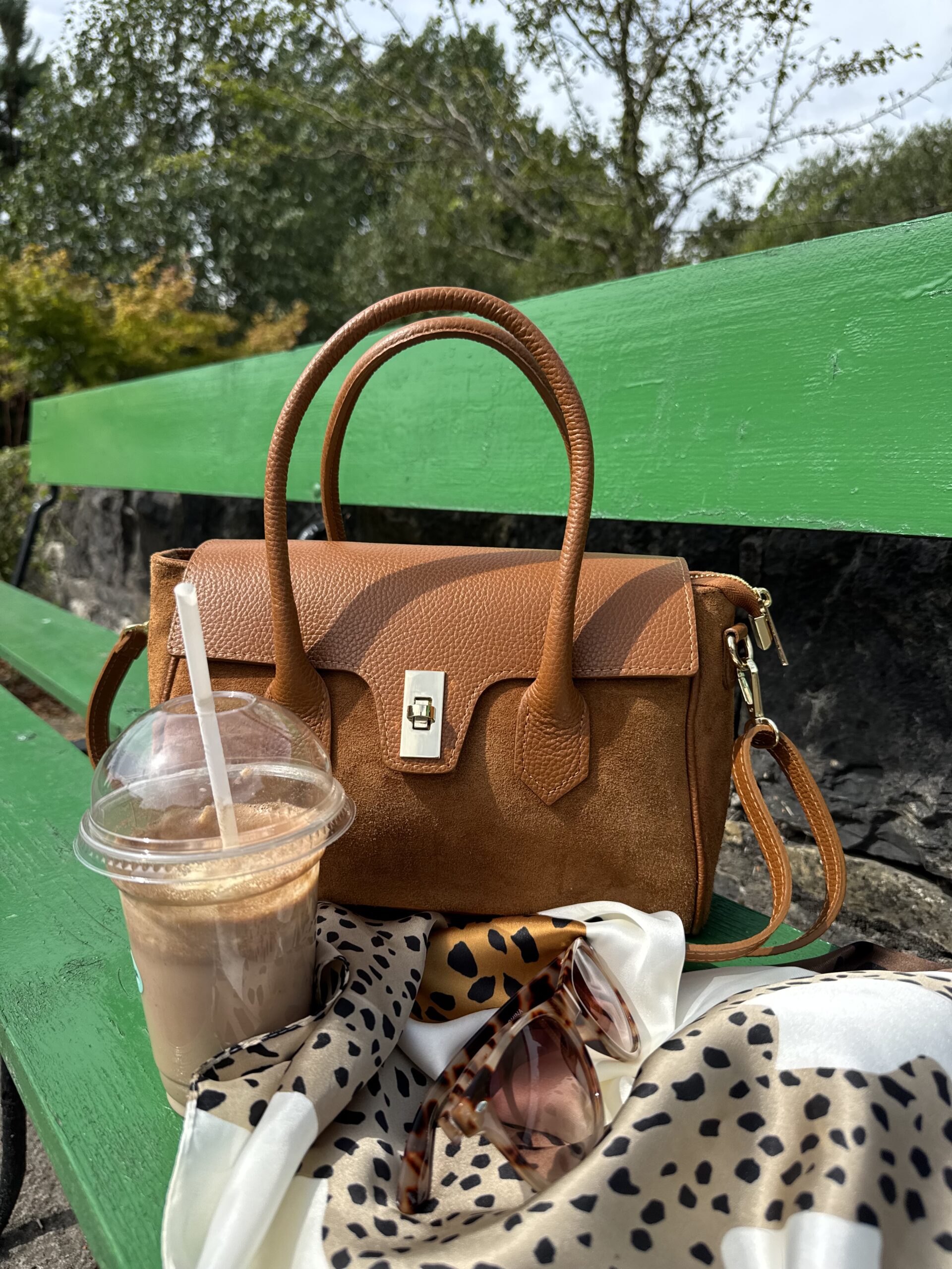 Alessia – Tan Togo Leather & Suede Bag Handmade in Italy produ